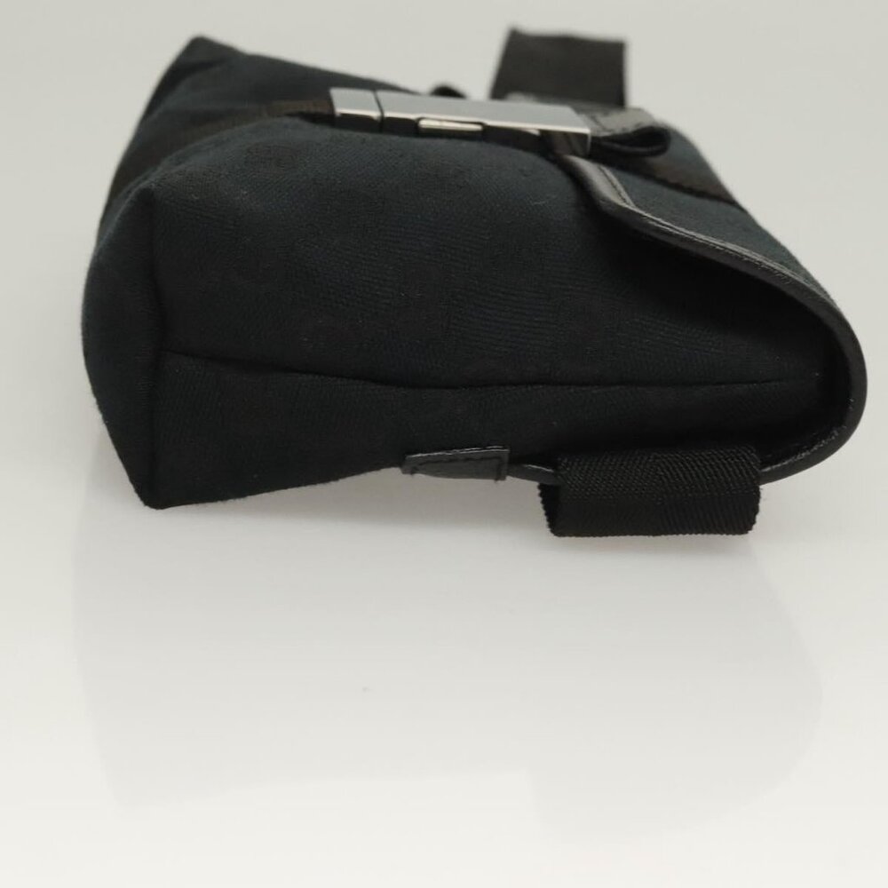 GUCCI GG Canvas Waist Bag Black Silver 131236 Auth yk18870 - Picture 4 of 16